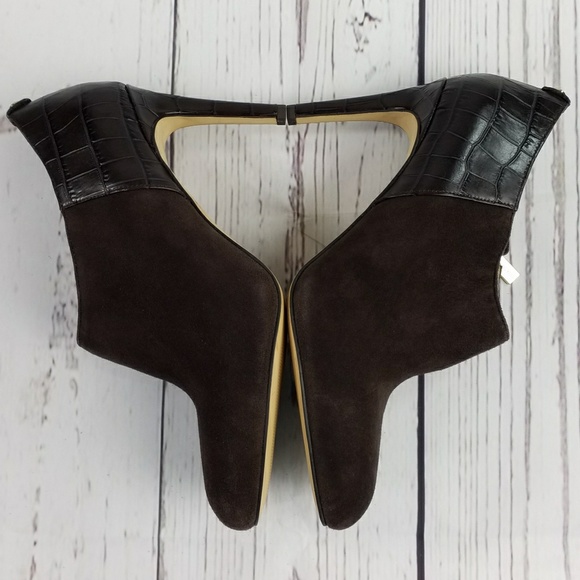 Michael Michael Kors Sammy Brown Kid Suede Leather Emboss Ankle Boots Women 9.5M - Picture 4 of 10